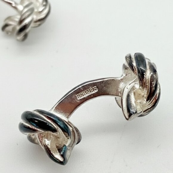 HERMÈS 925 Sterling Silver Knot Cufflinks - Picture 2 of 10